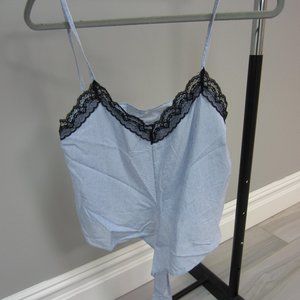 ZARA STRIPED TANK TOP W/ LACE DETAIL